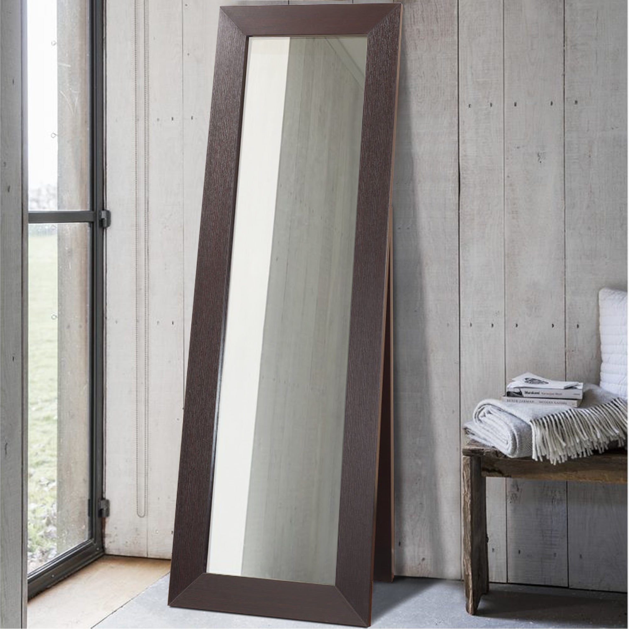 Aesthetic Accent Mirror With Wooden Framing, Dark Brown - BM148738