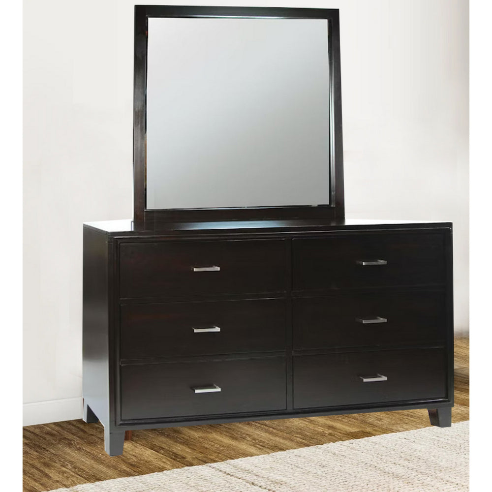BM168971 Mirror With Wooden Frame, Espresso Brown