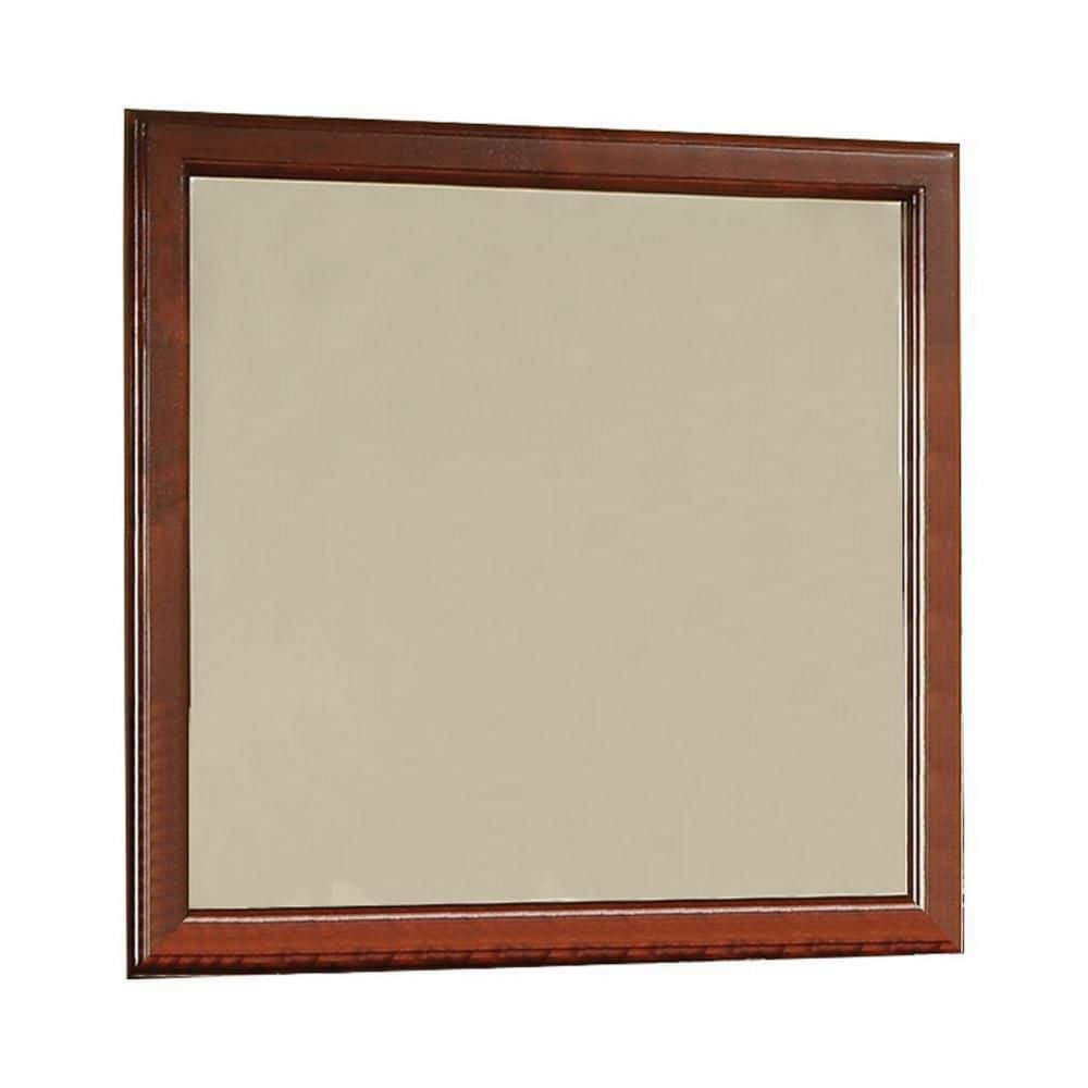 Wooden Frame Mirror , Cherry Brown  - BM177852