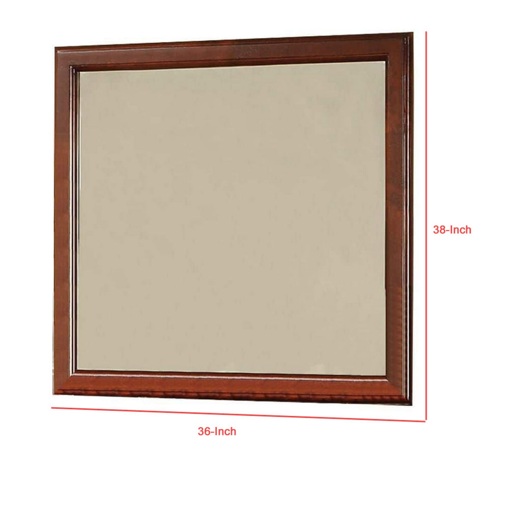 Wooden Frame Mirror , Cherry Brown  - BM177852