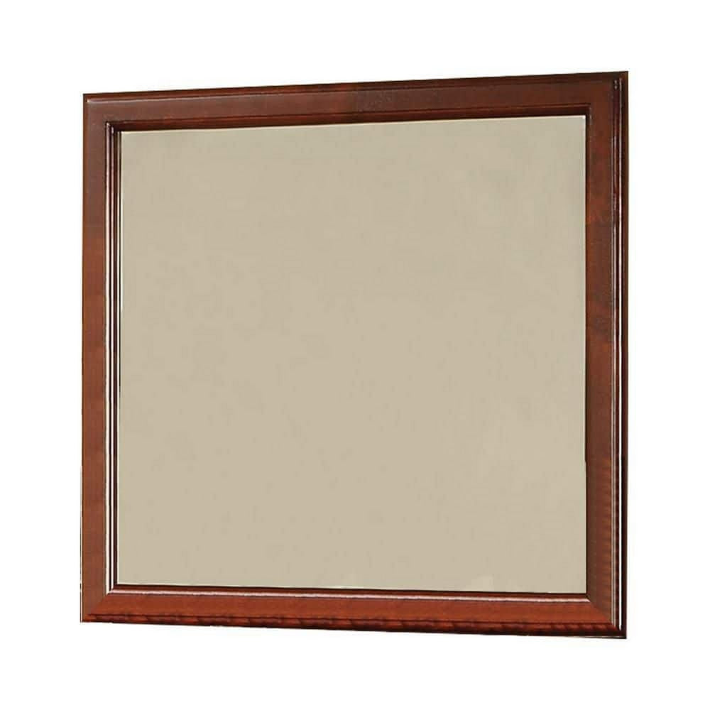 Wooden Frame Mirror , Cherry Brown  - BM177852