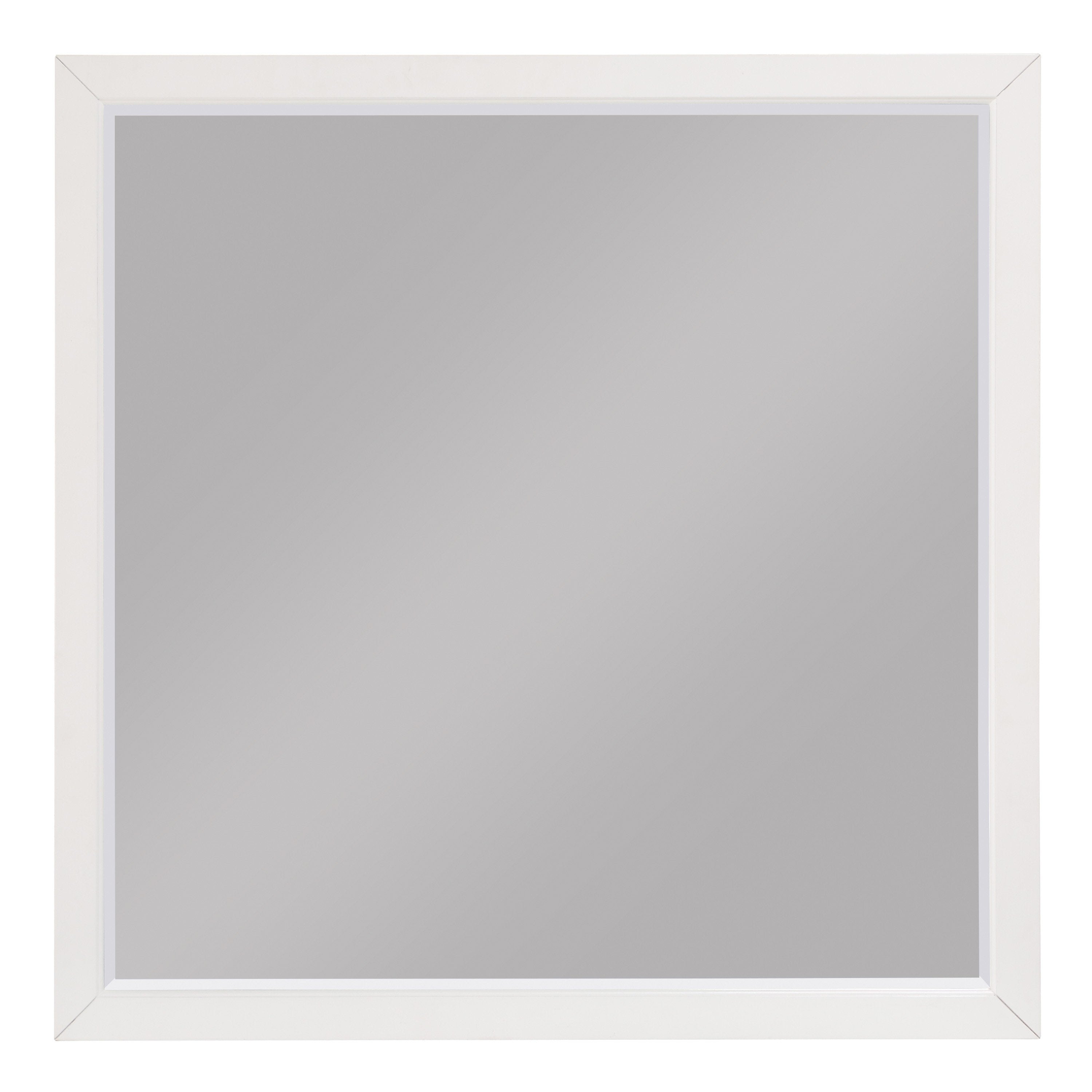 Transitional Style Square Wooden Frame Mirror, White - BM222740