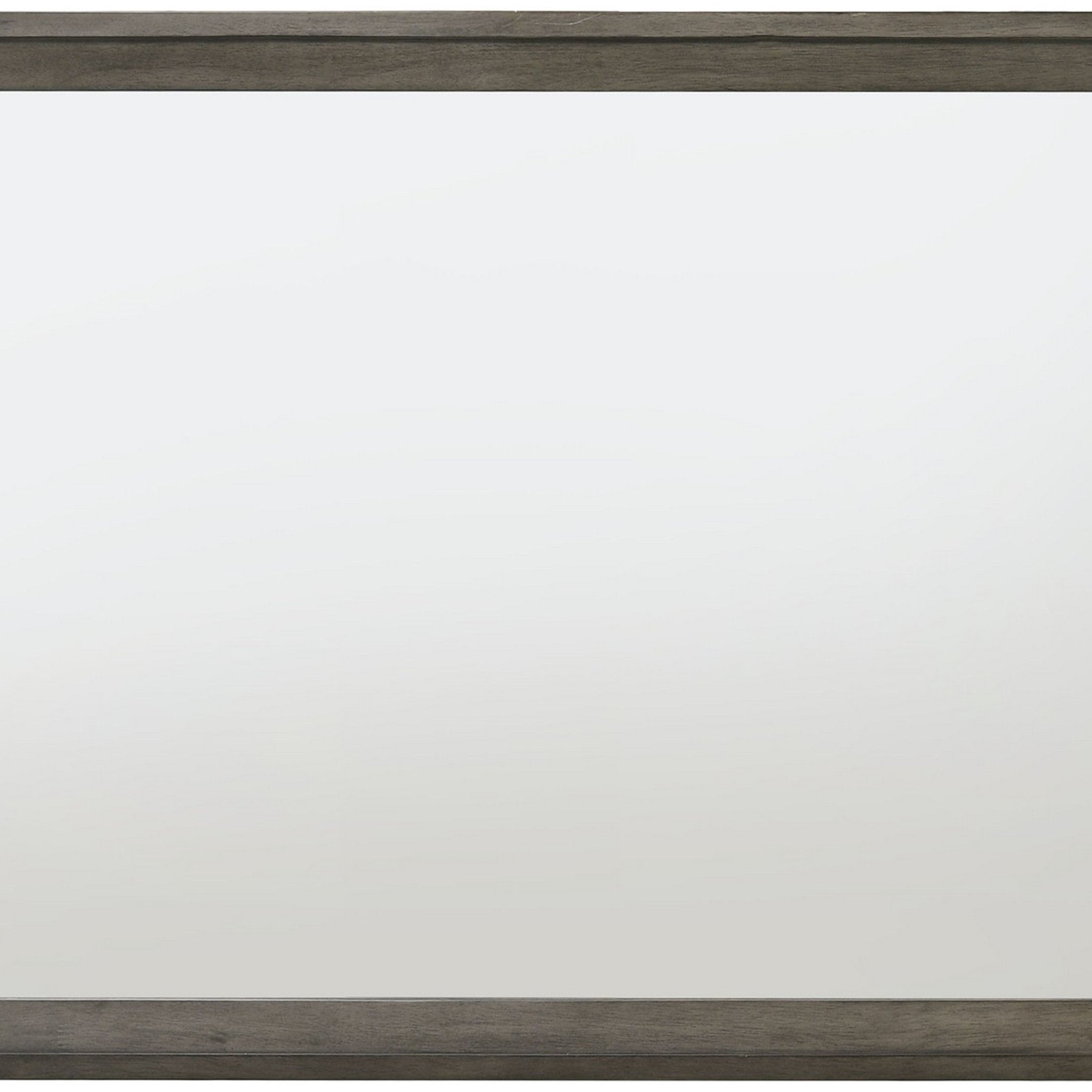 Rectangular Wooden Frame Mirror with Mounting Hardware, Gray and Silver - BM225884