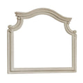 Scalloped Top Wood Encased Mirror with Molded Details, Antique White - BM227370